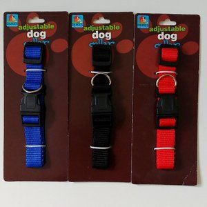 3 adjustable Dog Collars fit size 10" - 18" neck